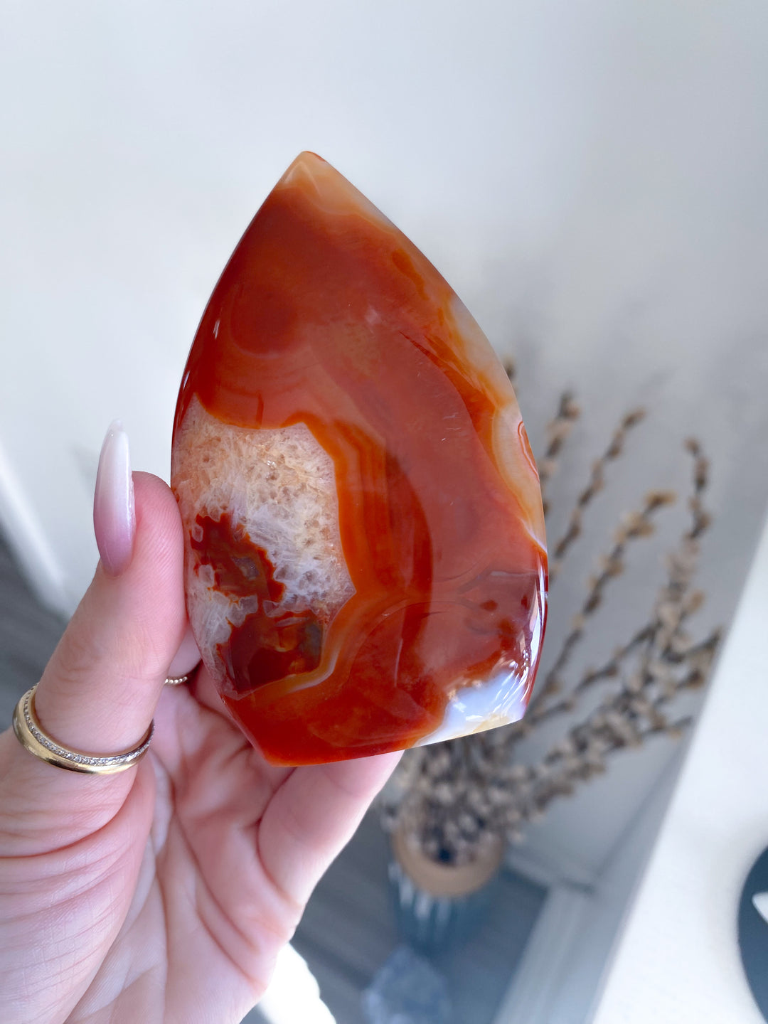 Shiny Carnelian Flame on Stand #3