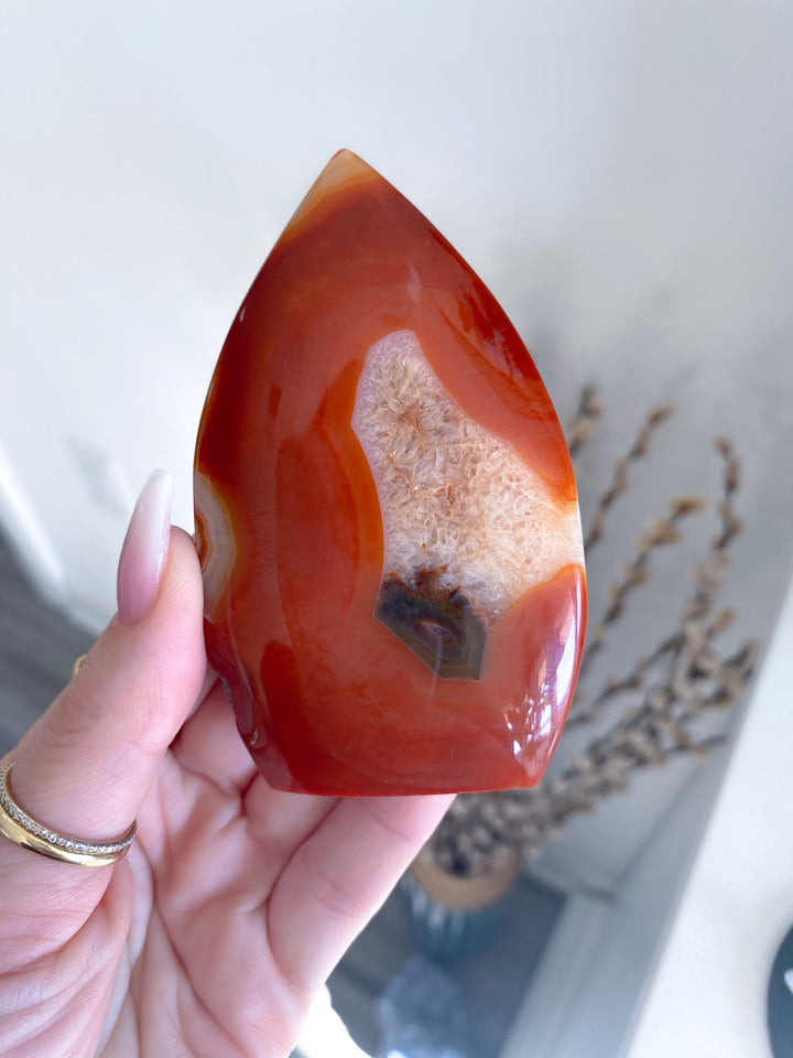 Shiny Carnelian Flame on Stand #3