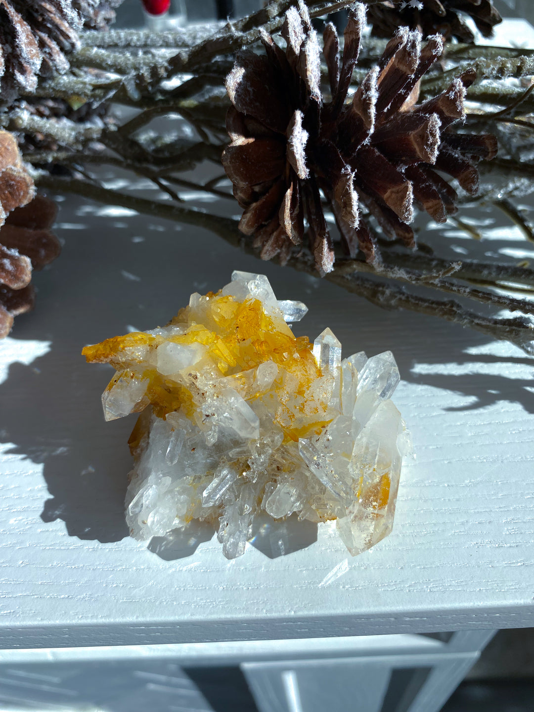 Iron Coated Quartz with Siderite Cluster #2