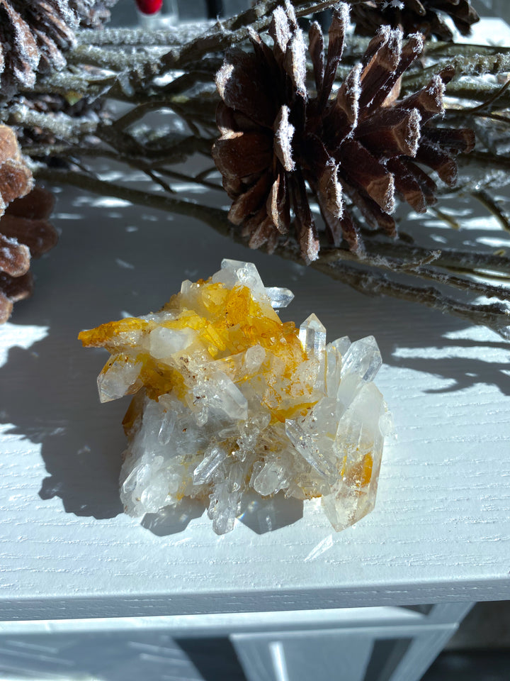 Iron Coated Quartz with Siderite Cluster #2