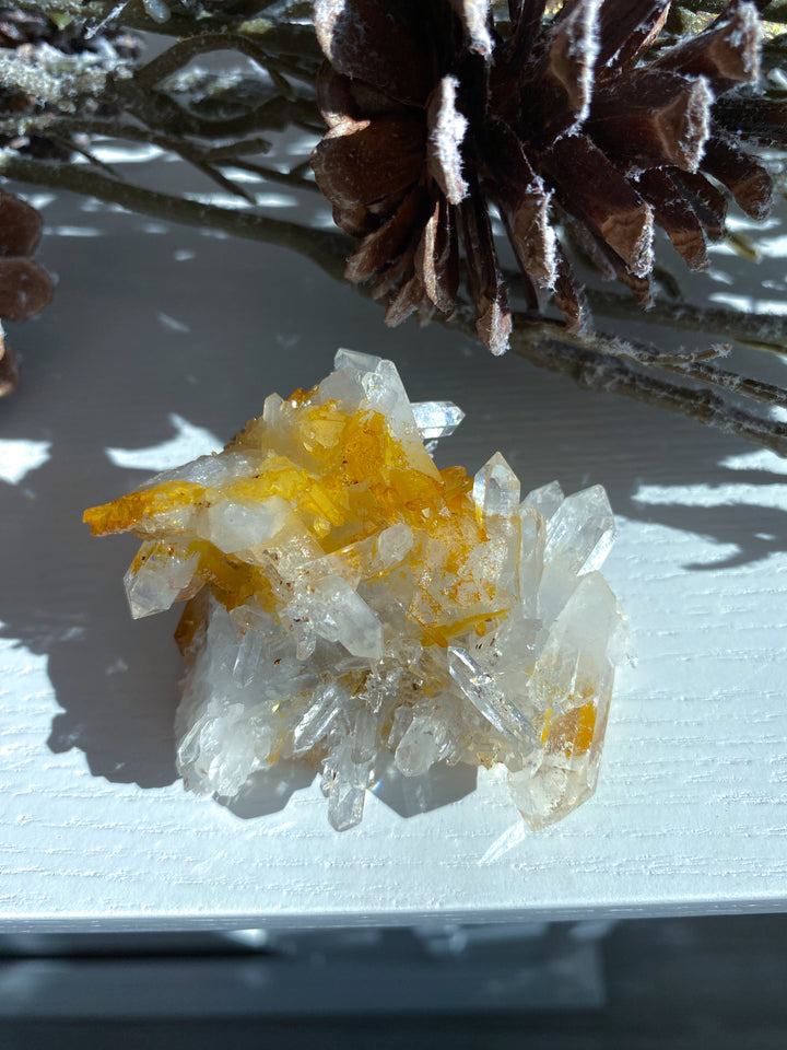 Iron Coated Quartz with Siderite Cluster #2