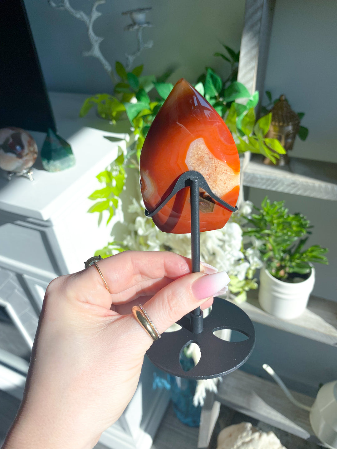 Shiny Carnelian Flame on Stand #3