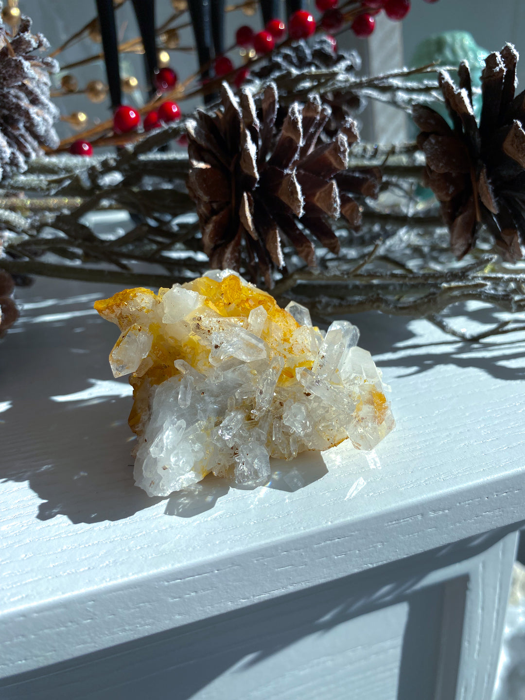 Iron Coated Quartz with Siderite Cluster #2