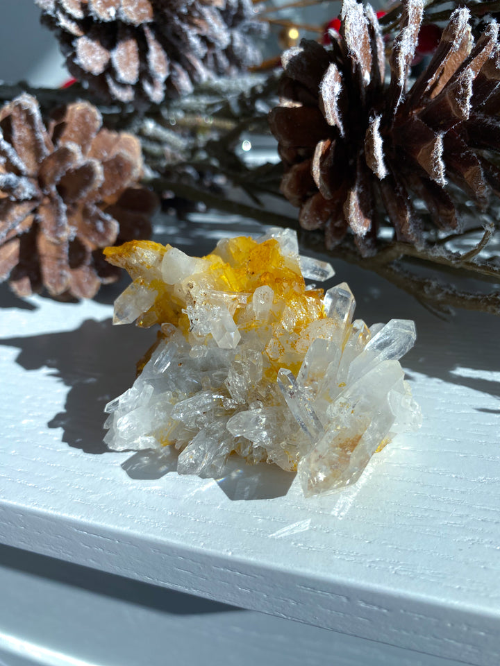 Iron Coated Quartz with Siderite Cluster #2