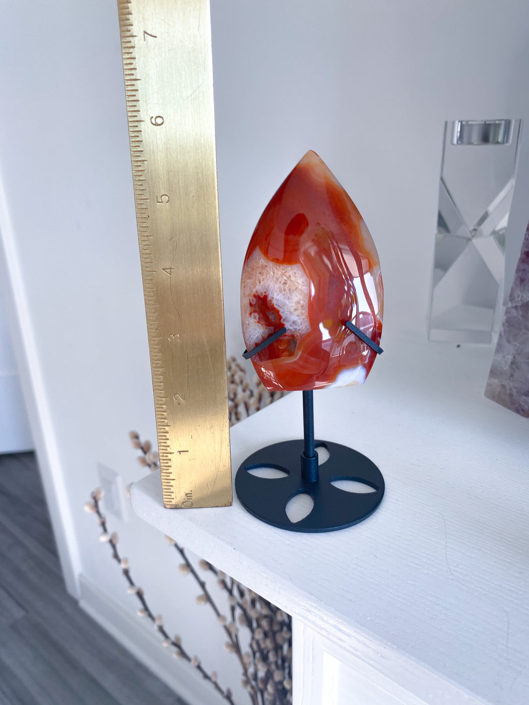 Shiny Carnelian Flame on Stand #3