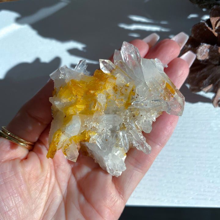 Iron Coated Quartz with Siderite Cluster #2