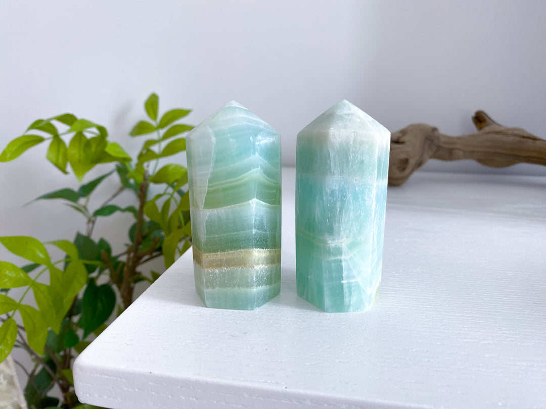 Pistachio Green Calcite Tower