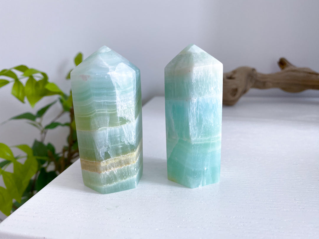 Pistachio Green Calcite Tower