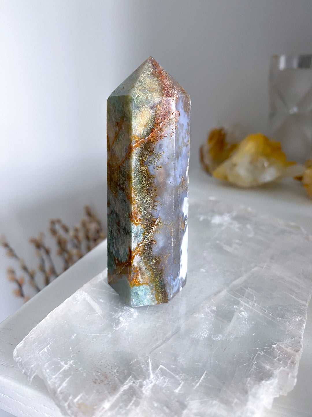 Colorful Moss Agate Tower #3