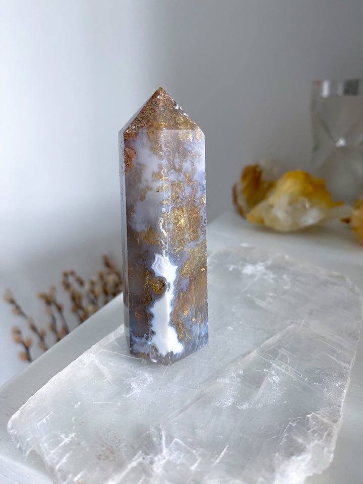 Colorful Moss Agate Tower #3