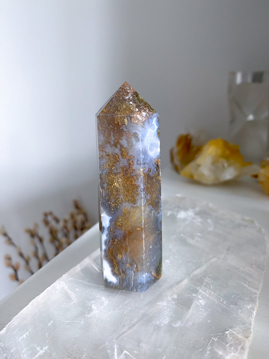 Colorful Moss Agate Tower #3