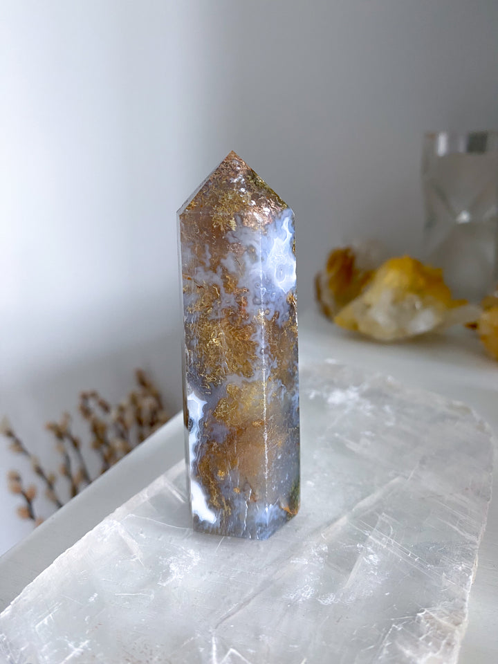 Colorful Moss Agate Tower #3