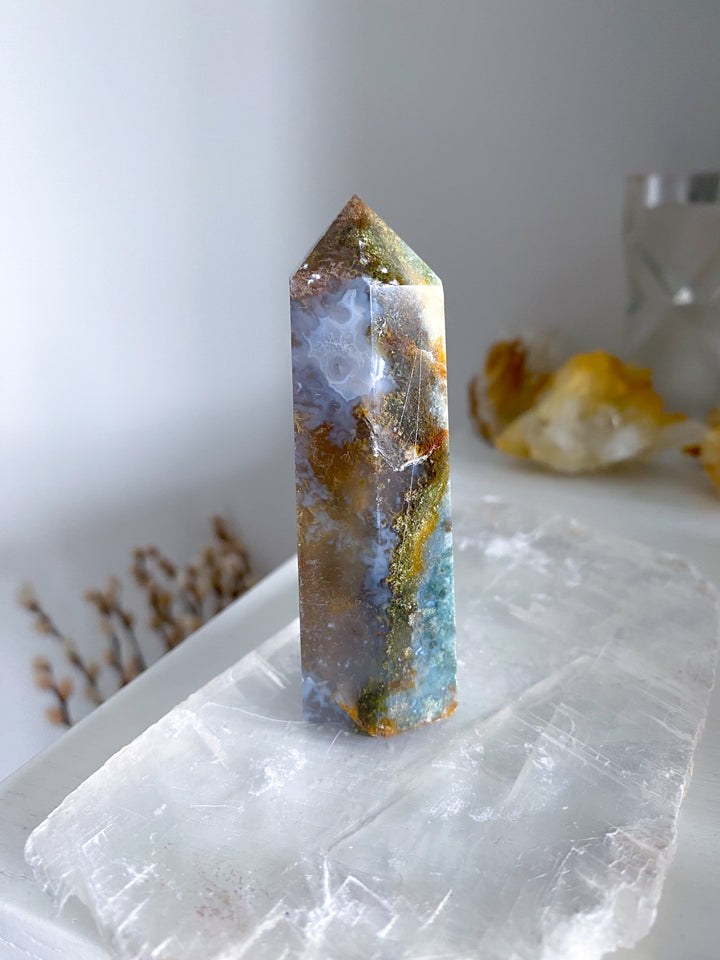 Colorful Moss Agate Tower #3