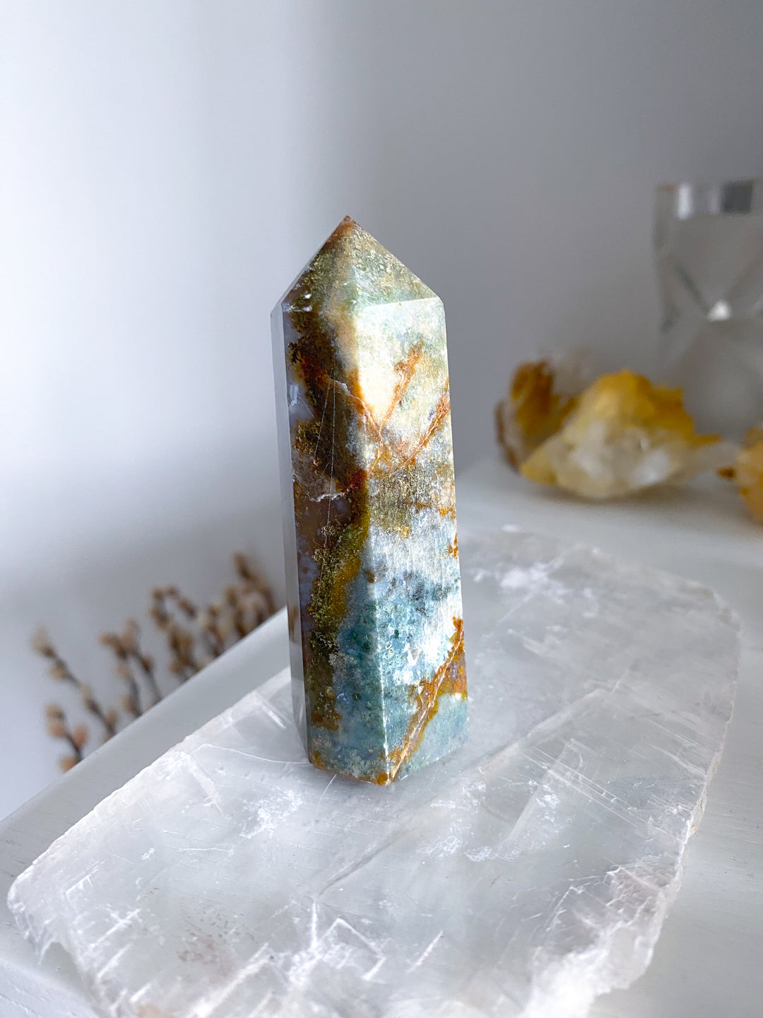 Colorful Moss Agate Tower #3