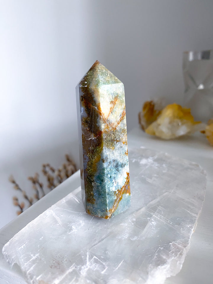 Colorful Moss Agate Tower #3