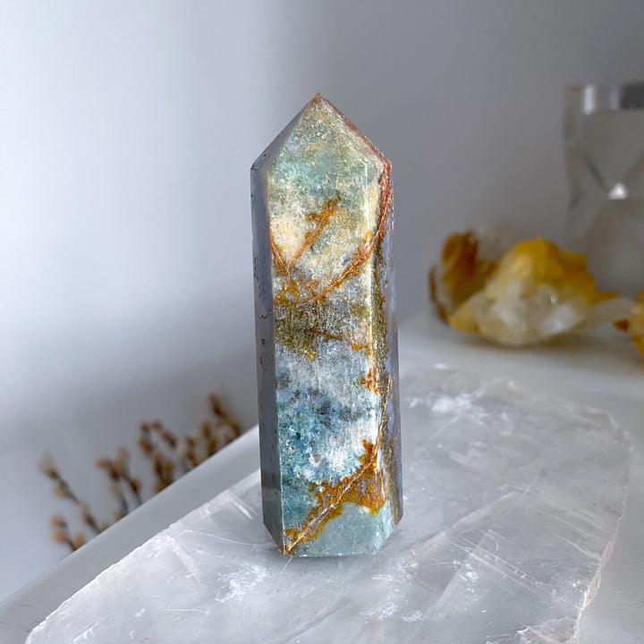 Colorful Moss Agate Tower #3