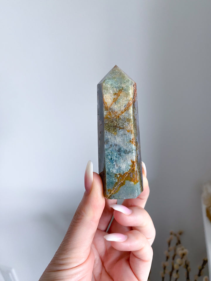 Colorful Moss Agate Tower #3