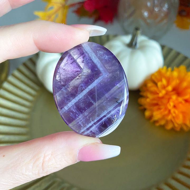 Flat Chevron Amethyst Palm Stone 