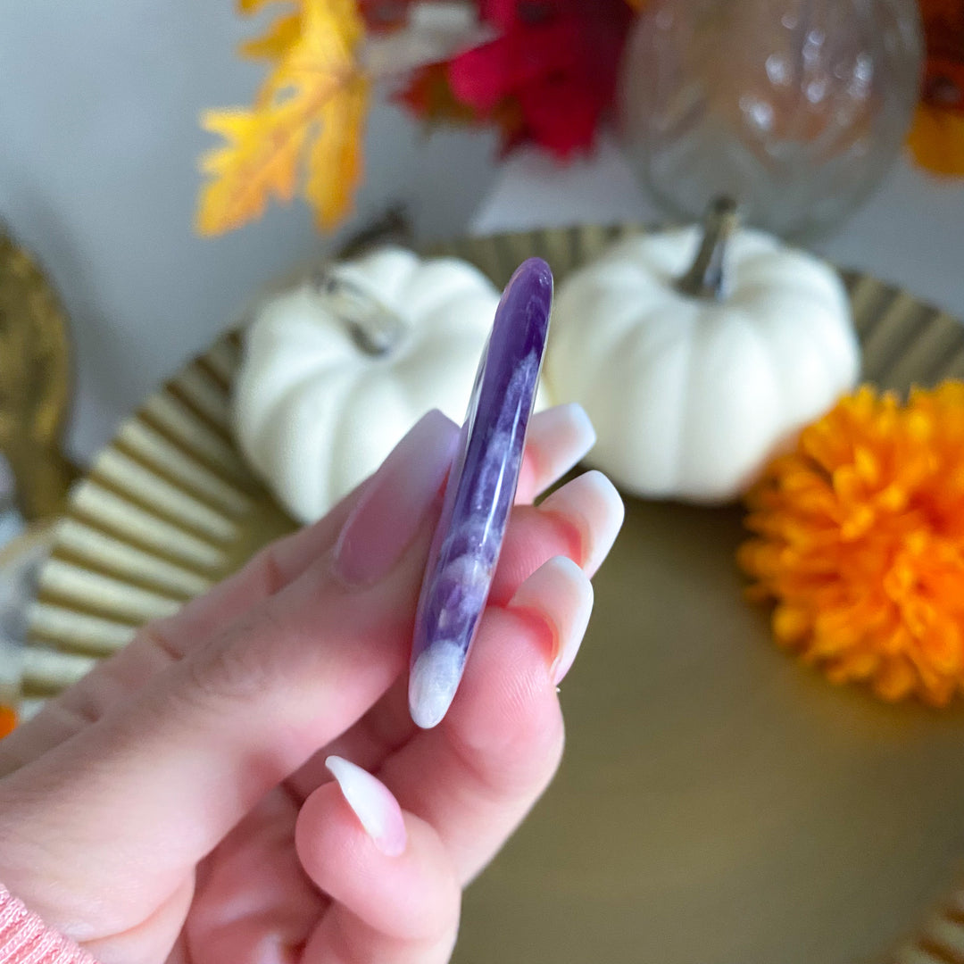 Flat Chevron Amethyst Palm Stone 
