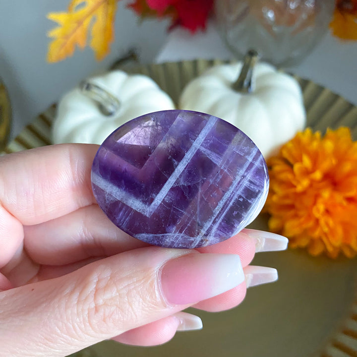 Flat Chevron Amethyst Palm Stone 