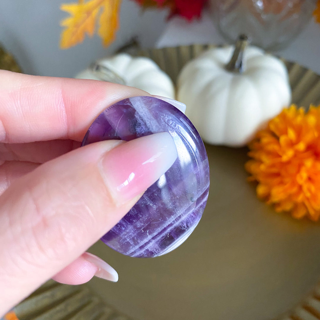 Flat Chevron Amethyst Palm Stone 