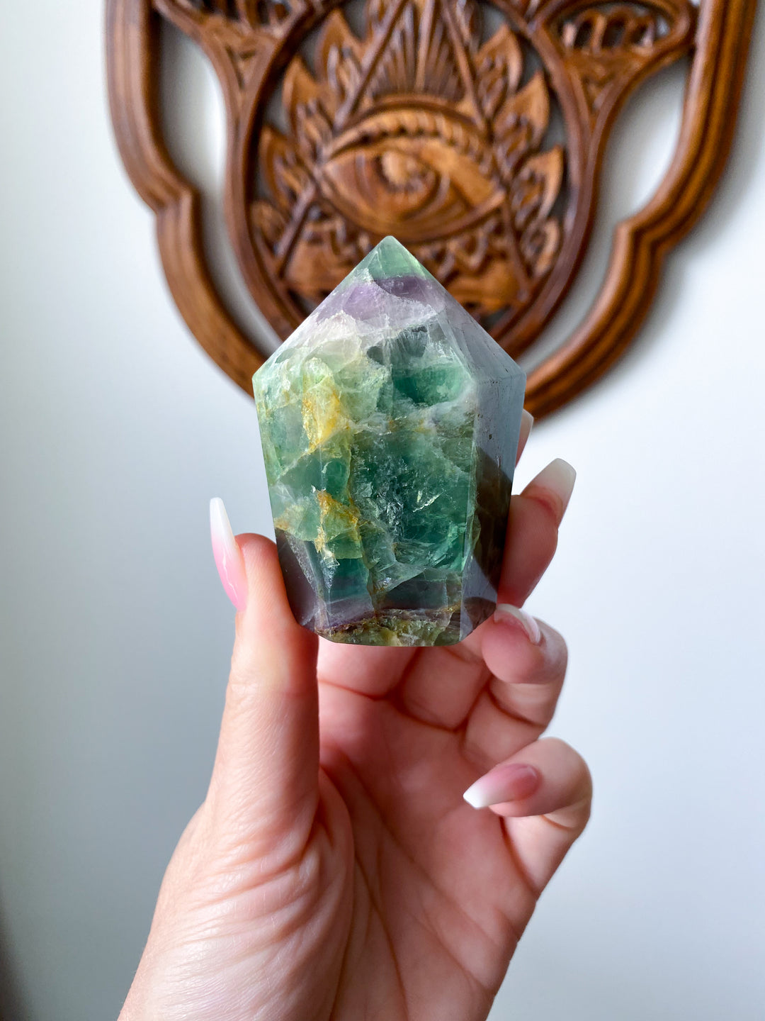 Green, Purple Crackle Fluorite Point - Get EXACT Piece