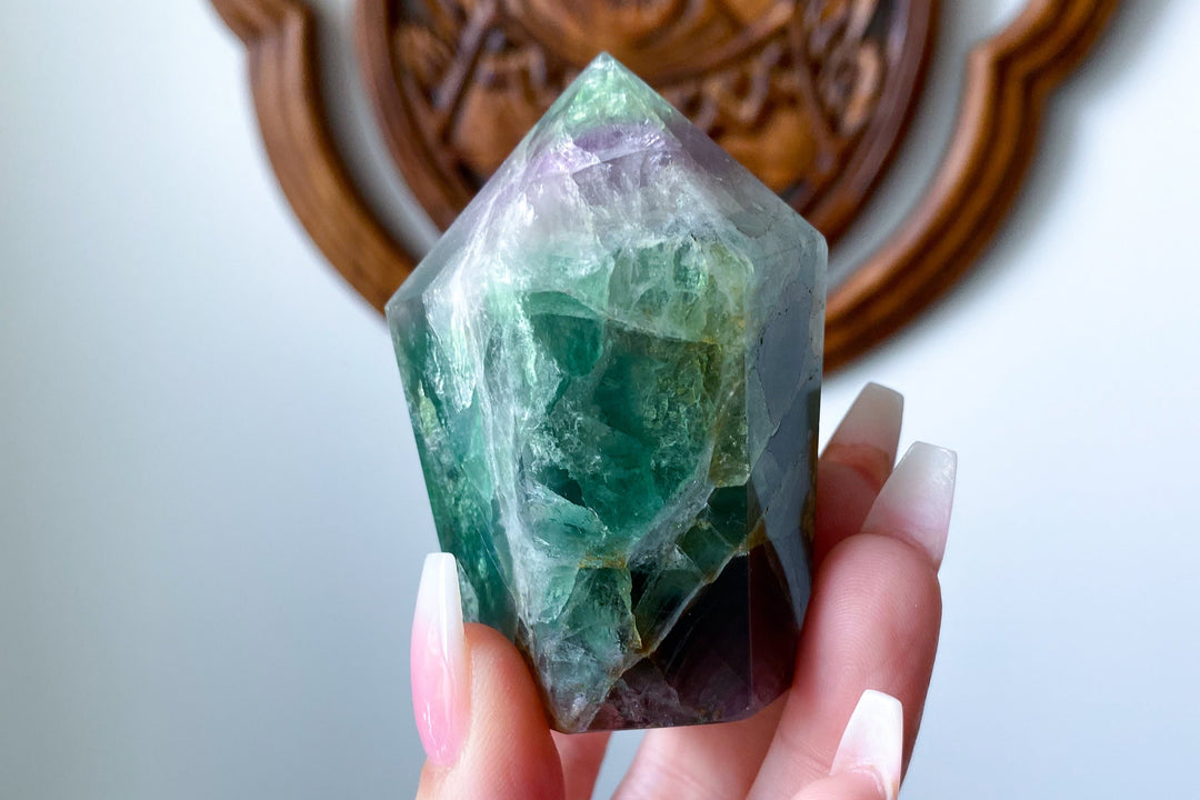 Green, Purple Crackle Fluorite Point - Get EXACT Piece