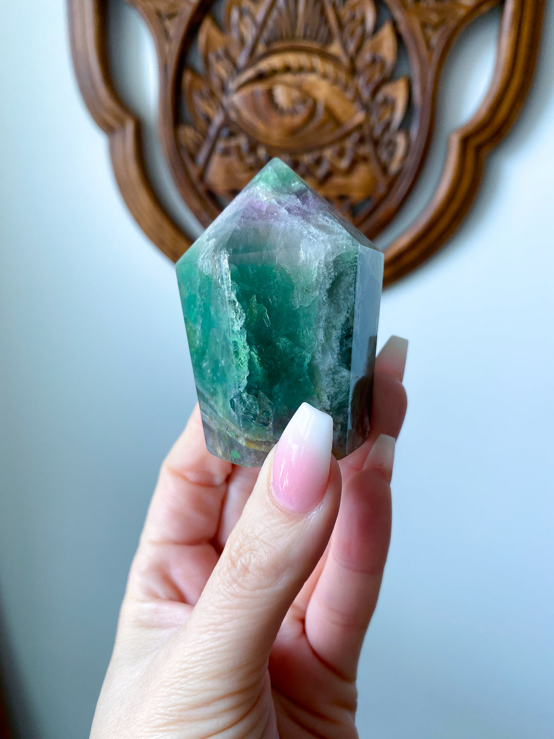 Green, Purple Crackle Fluorite Point - Get EXACT Piece