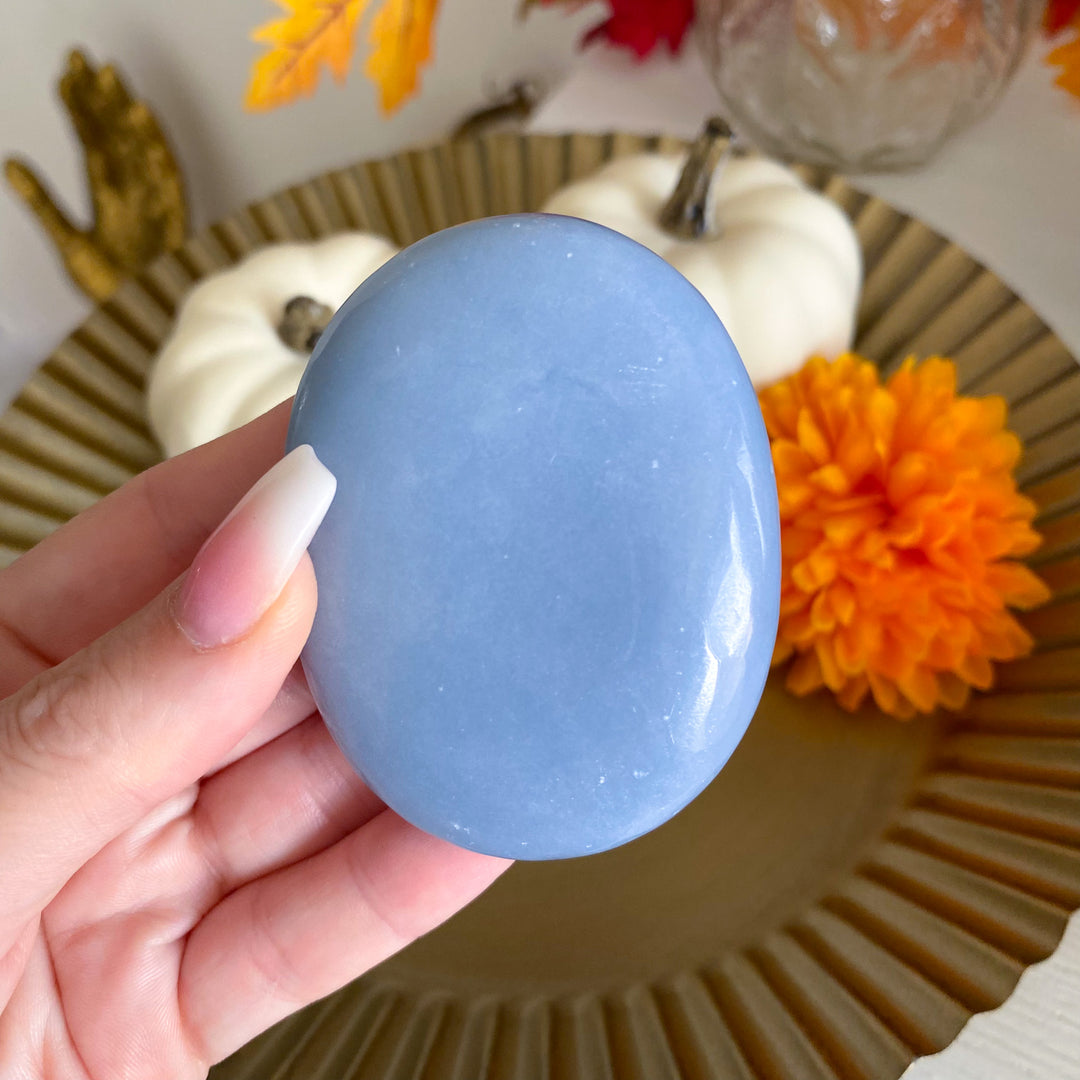 Large Flat Angelite Palm Stone 