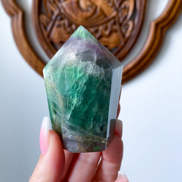 Green, Purple Crackle Fluorite Point - Get EXACT Piece