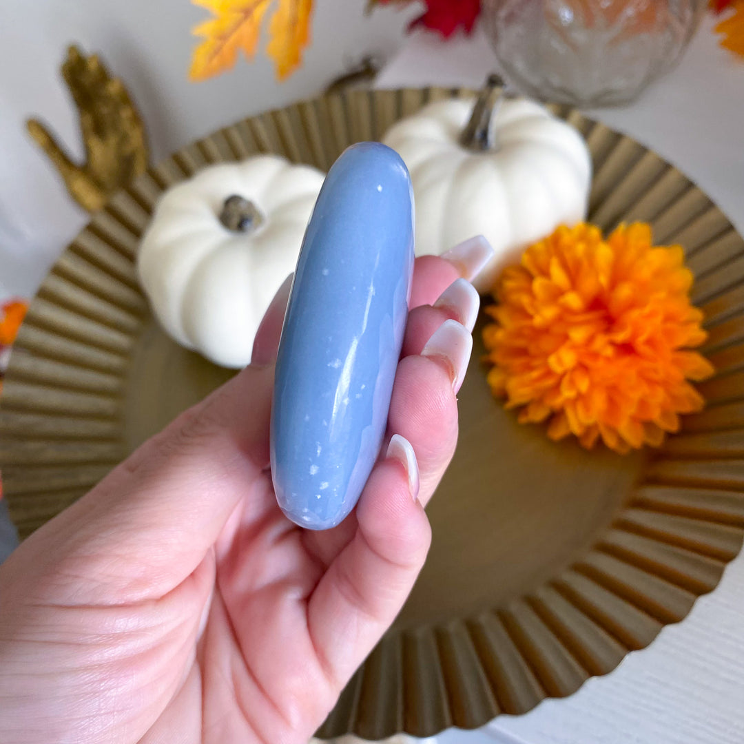 Large Flat Angelite Palm Stone 