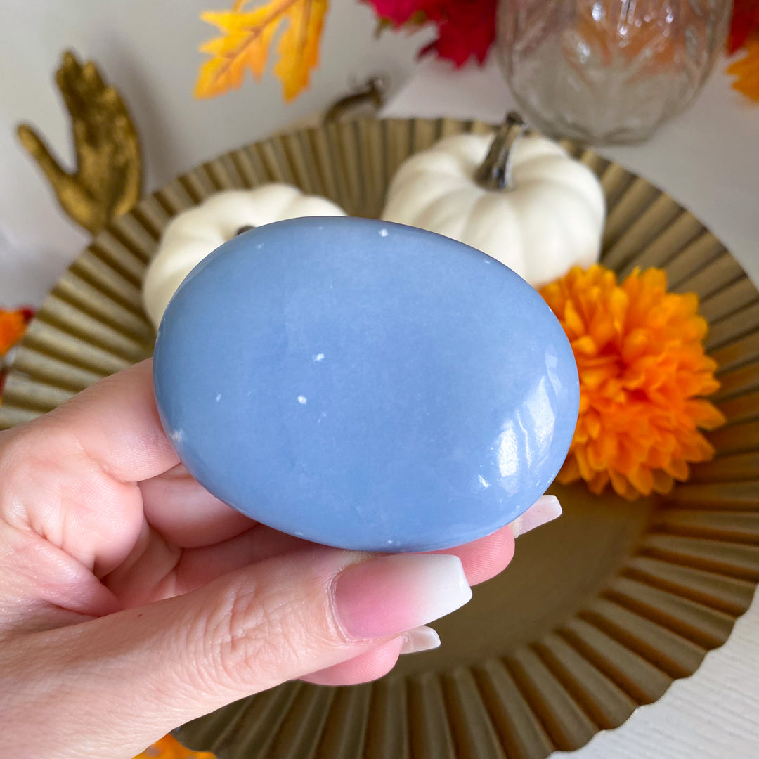 Large Flat Angelite Palm Stone 