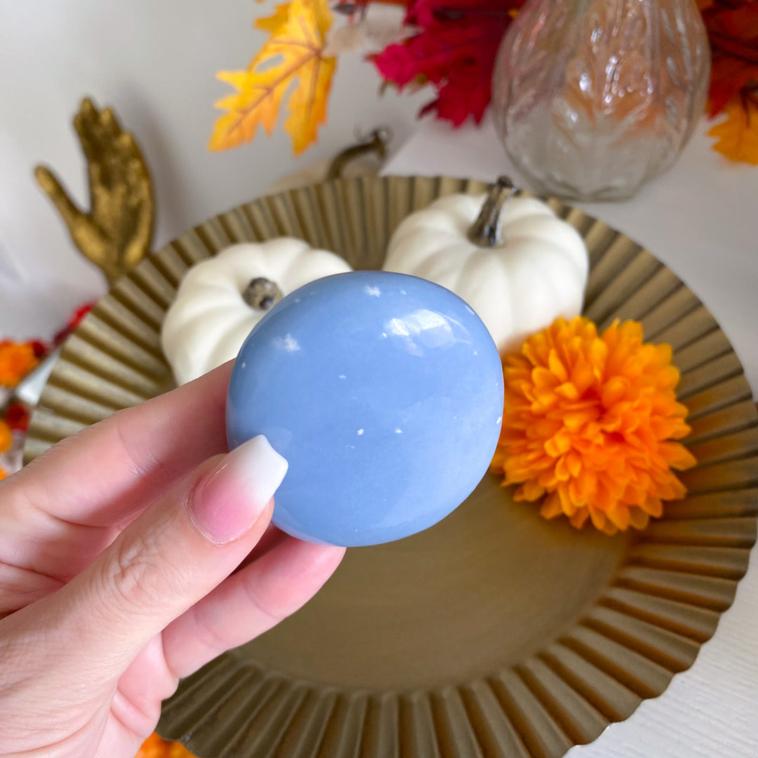 Large Flat Angelite Palm Stone 