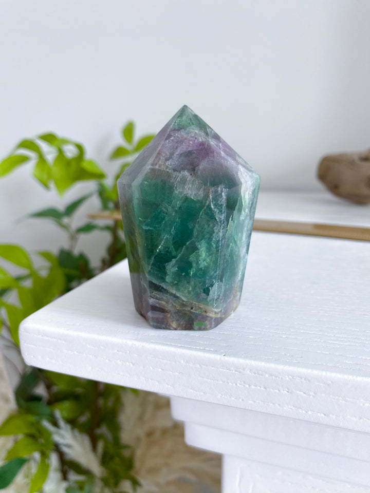 Green, Purple Crackle Fluorite Point - Get EXACT Piece