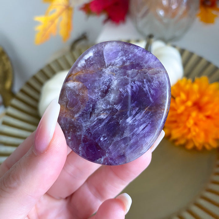 Flat Alien Amethyst Palm Stone 