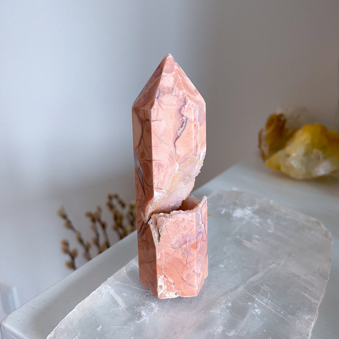 Unique, Drusy Cotton Candy Agate Tower #2