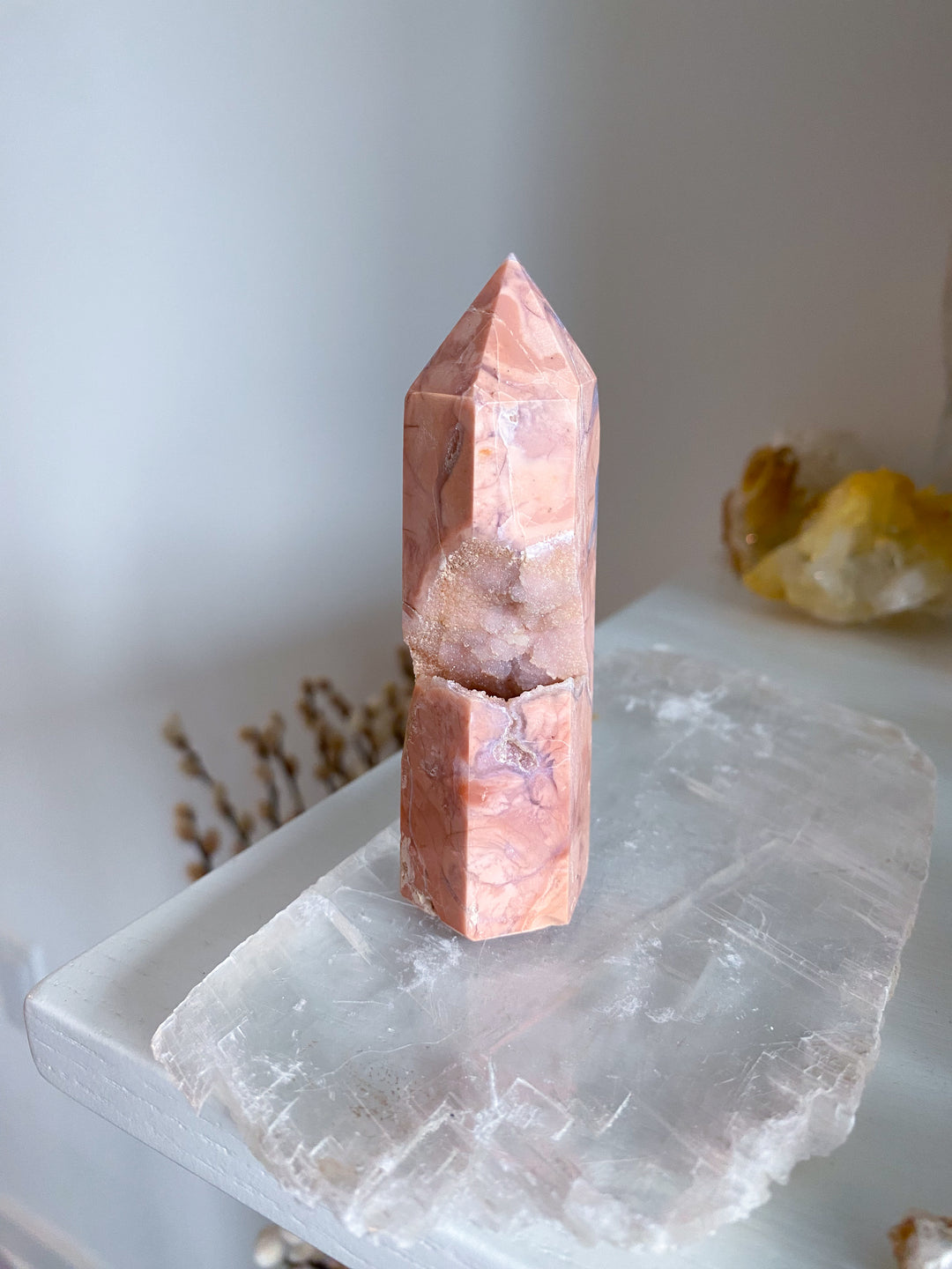 Unique, Drusy Cotton Candy Agate Tower #2
