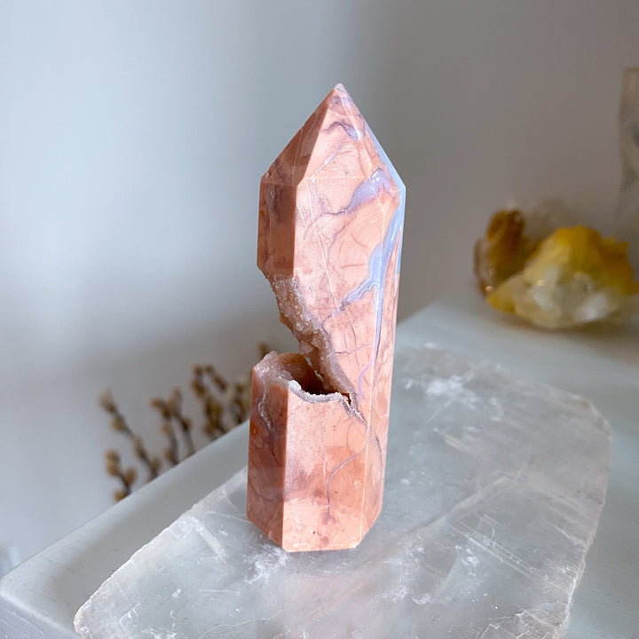 Unique, Drusy Cotton Candy Agate Tower #2