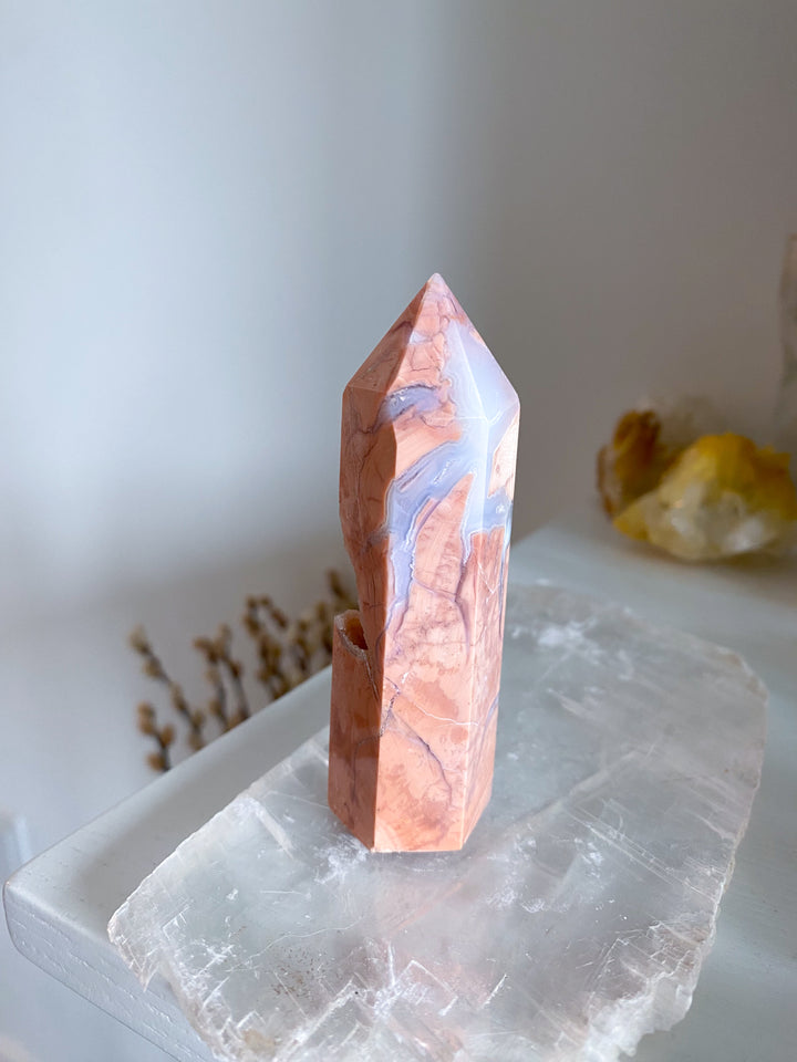 Unique, Drusy Cotton Candy Agate Tower #2