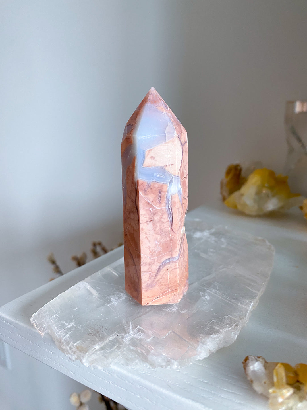 Unique, Drusy Cotton Candy Agate Tower #2