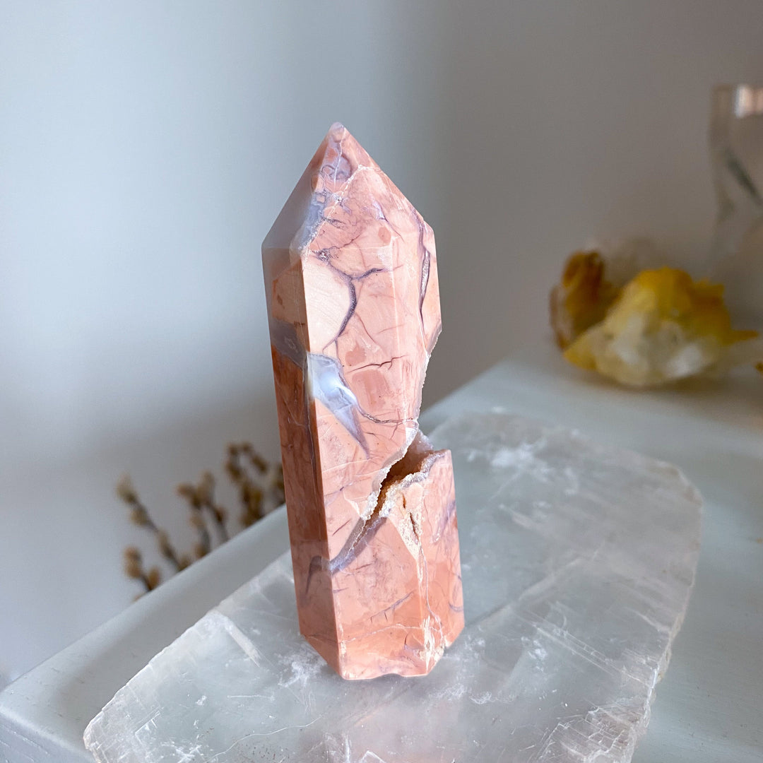 Unique, Drusy Cotton Candy Agate Tower #2