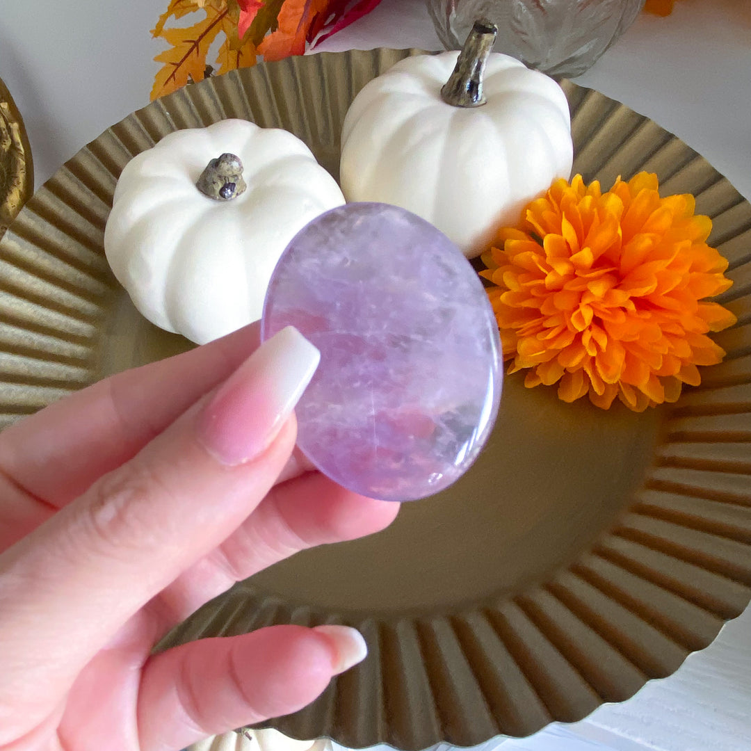 Flat Glassy Amethyst Palm Stone 