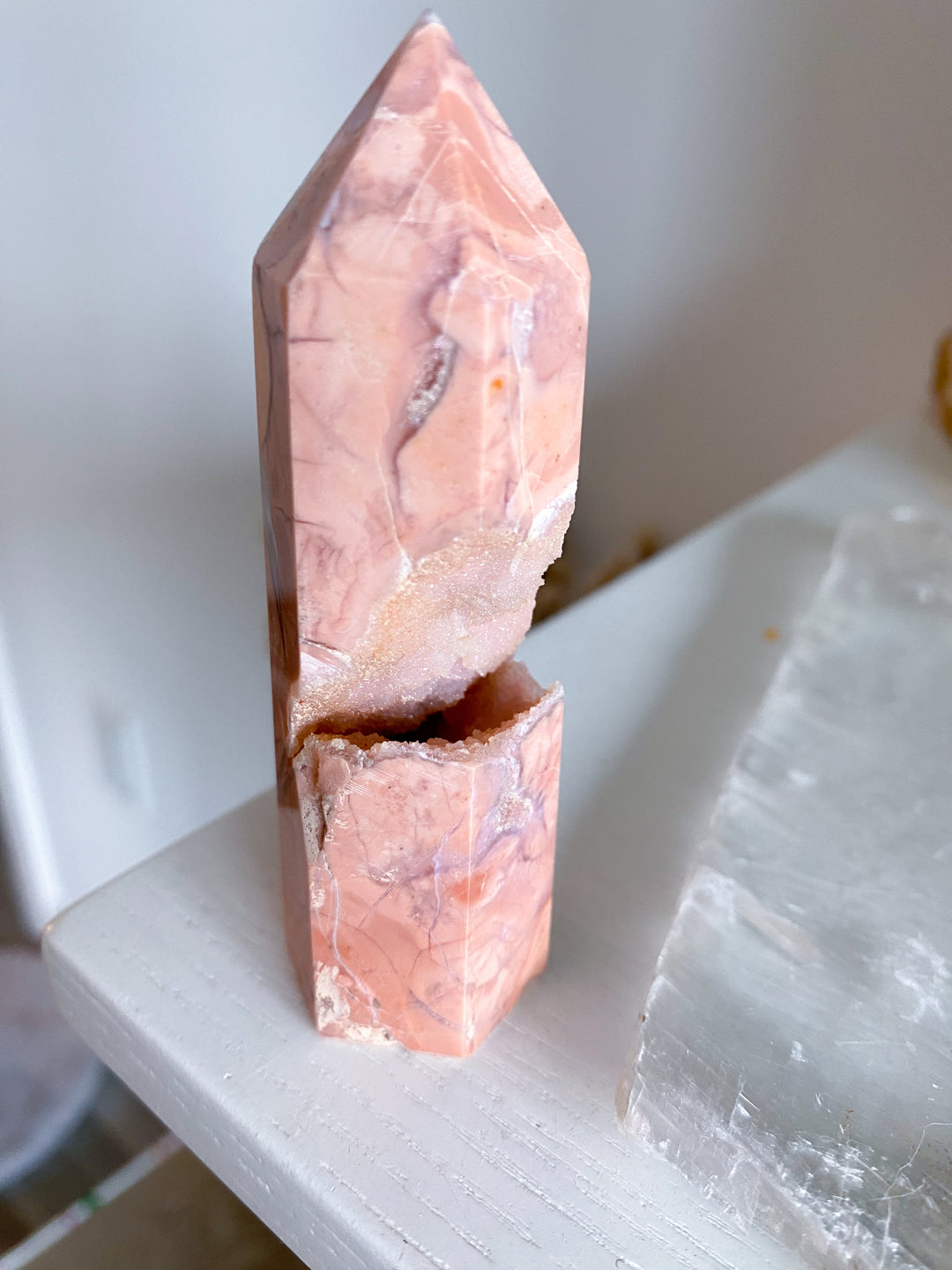 Unique, Drusy Cotton Candy Agate Tower #2