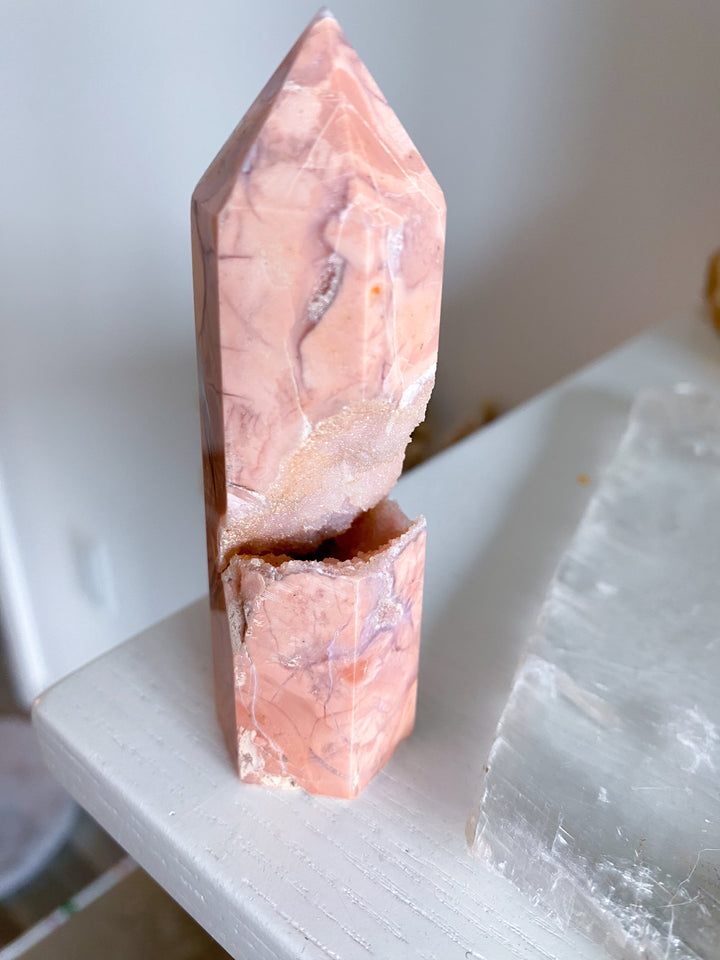 Unique, Drusy Cotton Candy Agate Tower #2