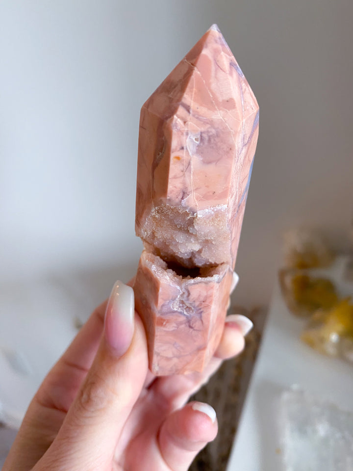 Unique, Drusy Cotton Candy Agate Tower #2