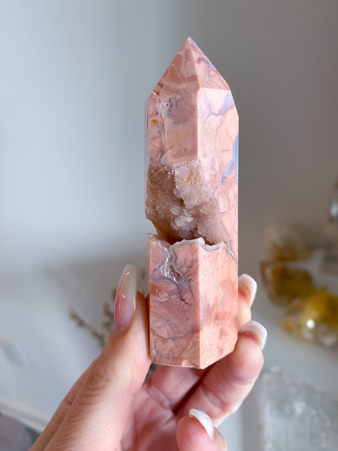 Unique, Drusy Cotton Candy Agate Tower #2