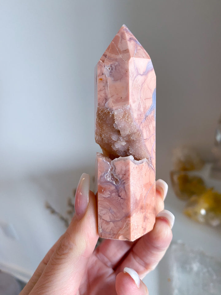 Unique, Drusy Cotton Candy Agate Tower #2