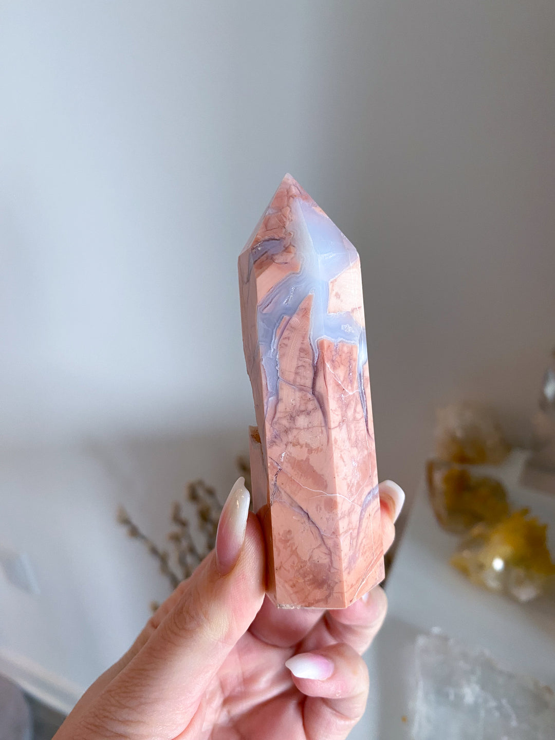 Unique, Drusy Cotton Candy Agate Tower #2