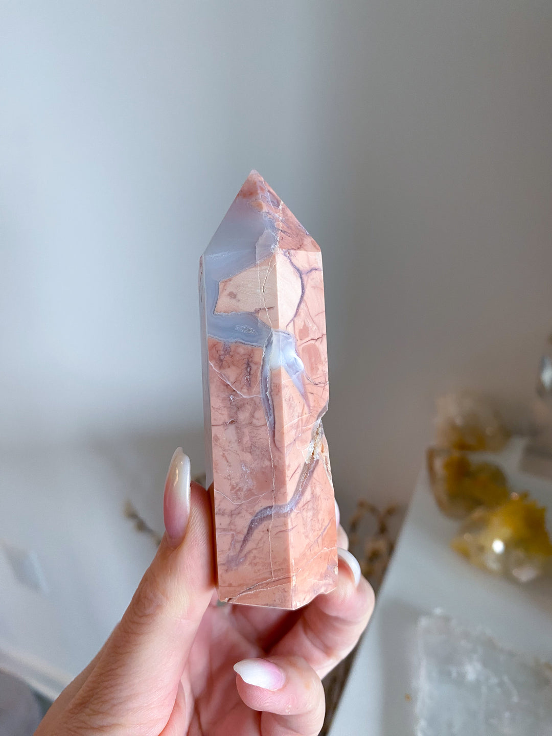 Unique, Drusy Cotton Candy Agate Tower #2