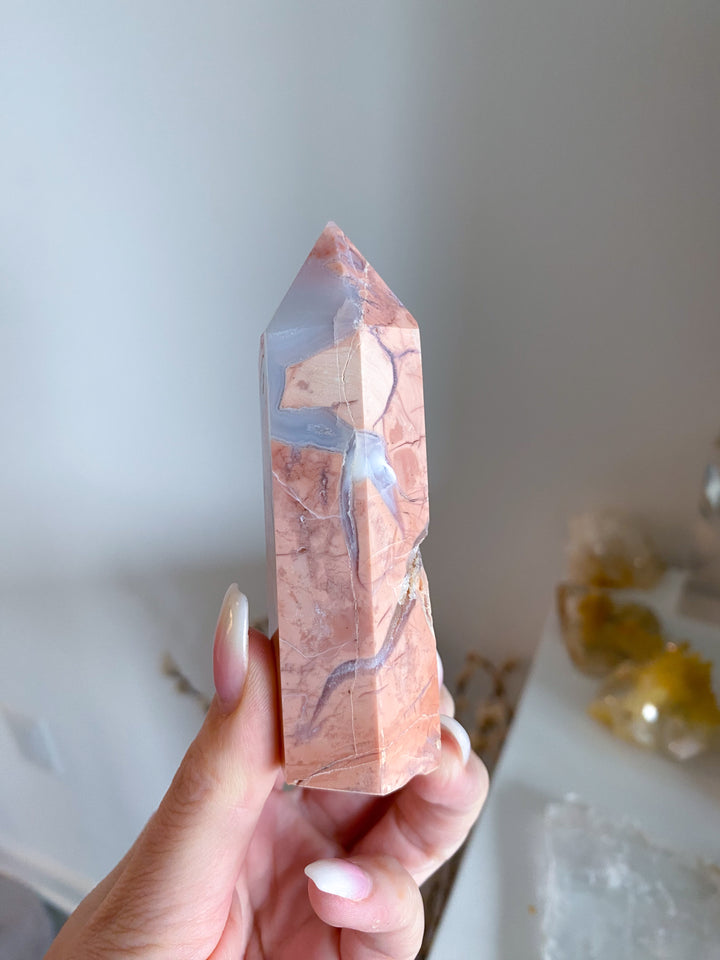 Unique, Drusy Cotton Candy Agate Tower #2